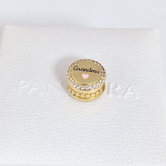 Pandora Engravable Grandma Charm Bead Gold Plated with box - Picture 7 of 8